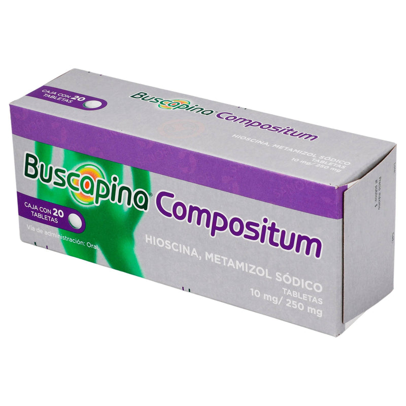 Buscapina Compostium 10Mg/250Mg Con 20 Tabletas (Hioscina/Metamizol) - WeCare Pharma