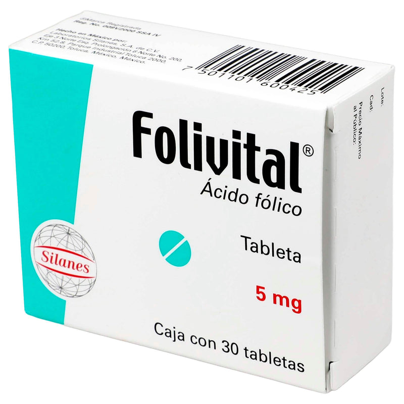 Folivital 5Mg Con 30 Tabletas (Acido Folico) - WeCare Pharma