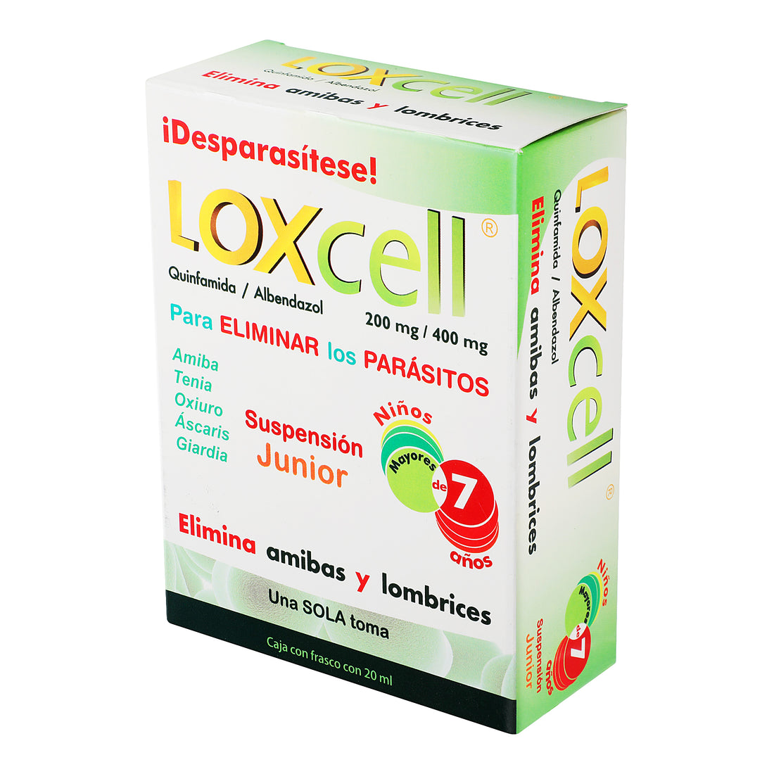 Loxcell Junior Suspensión 400Mg/200Mg 20Ml (Albendazol/Quinfamida) 3 - 7502224227346