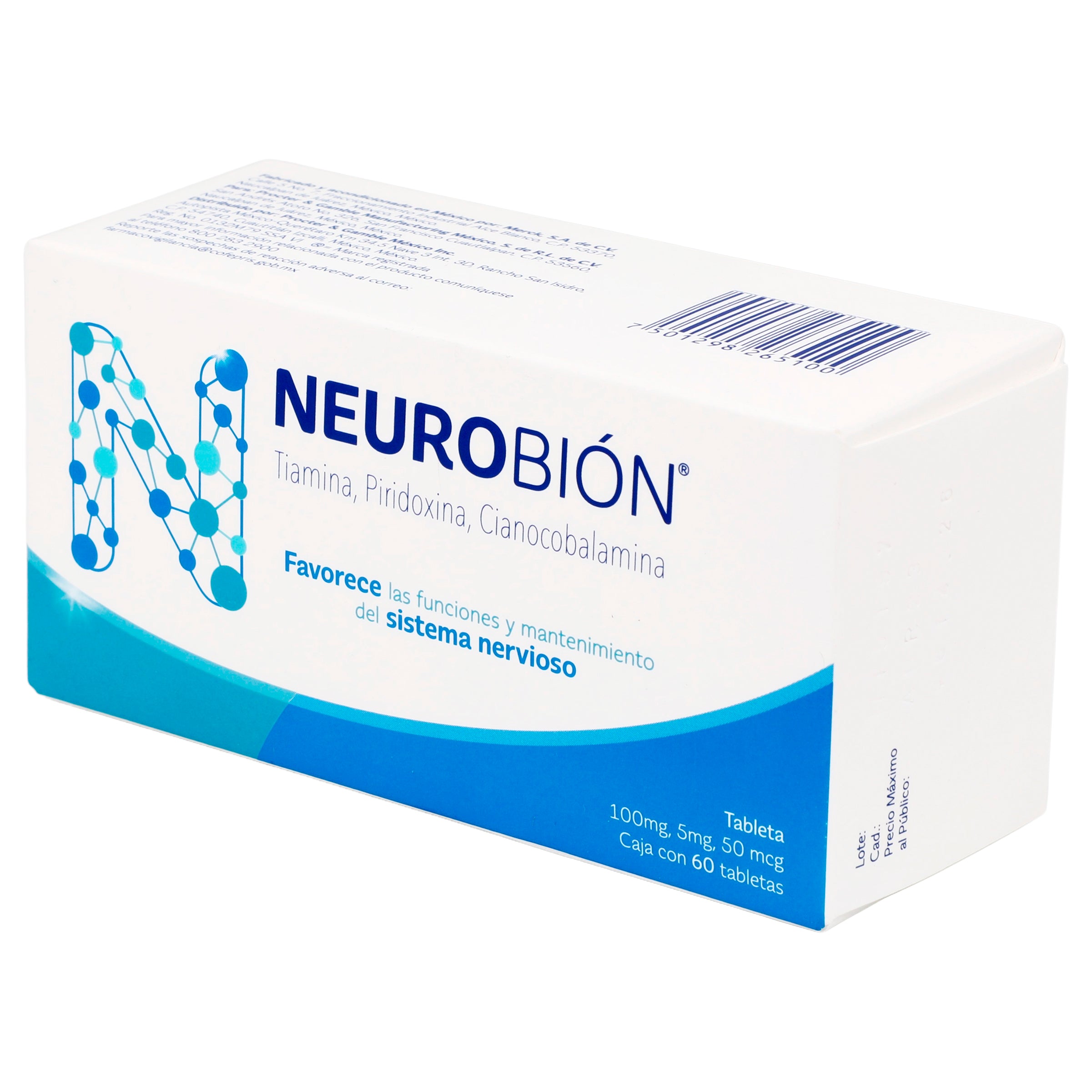 Neurobion Con 60 Tabletas (Tiamina/Piridoxina/Cianocobalamina) 3 - 7501298265100