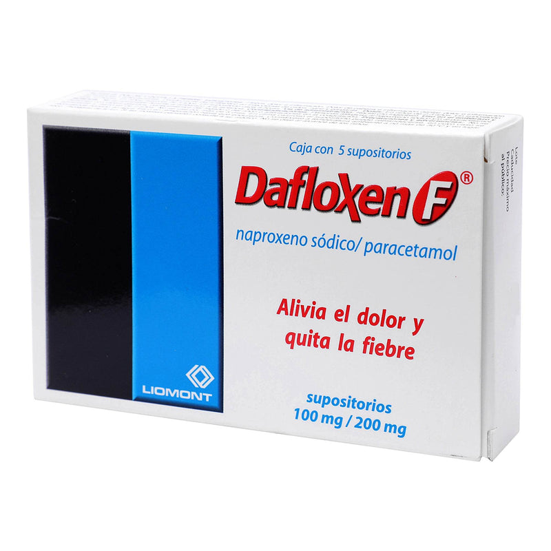 Dafloxen F Supositorio 100Mg/200Mg Con 5 (Naproxeno/Paracetamol) - WeCare Pharma