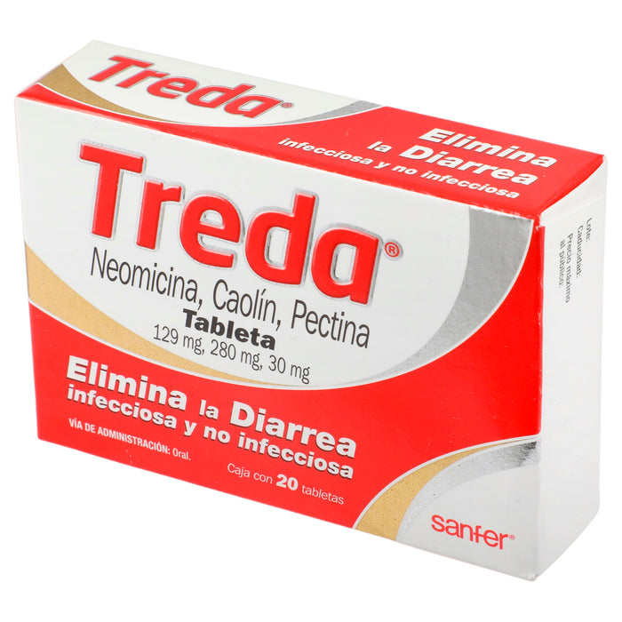 Treda 129Mg/280Mg/30Mg Con 20 Tabletas (Neomicina/Caolin/Pectina) 3 - 7501070612368