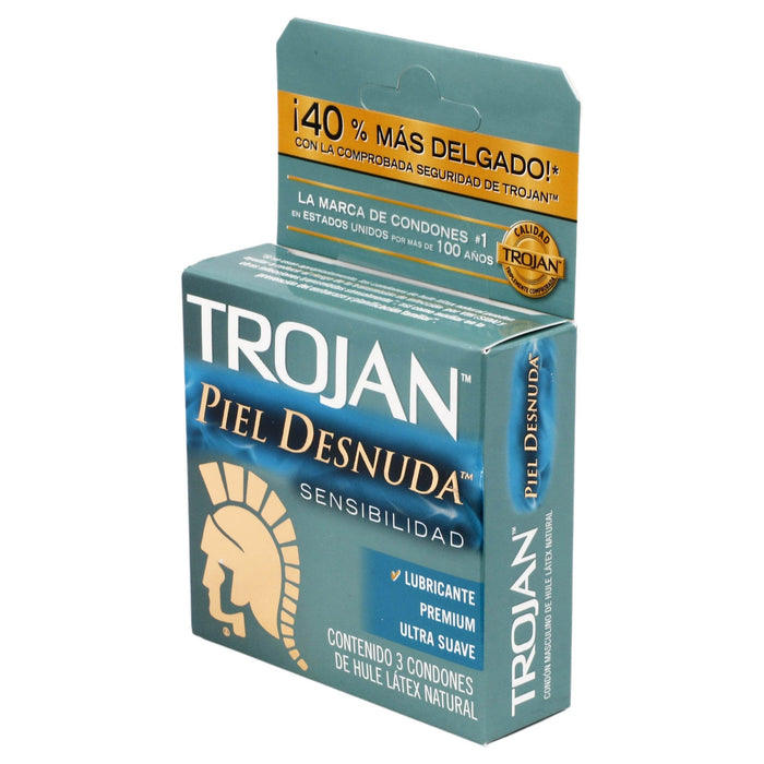 Condón Trojan Piel Desnuda Sensibilidad Con 3 - WeCare Pharma