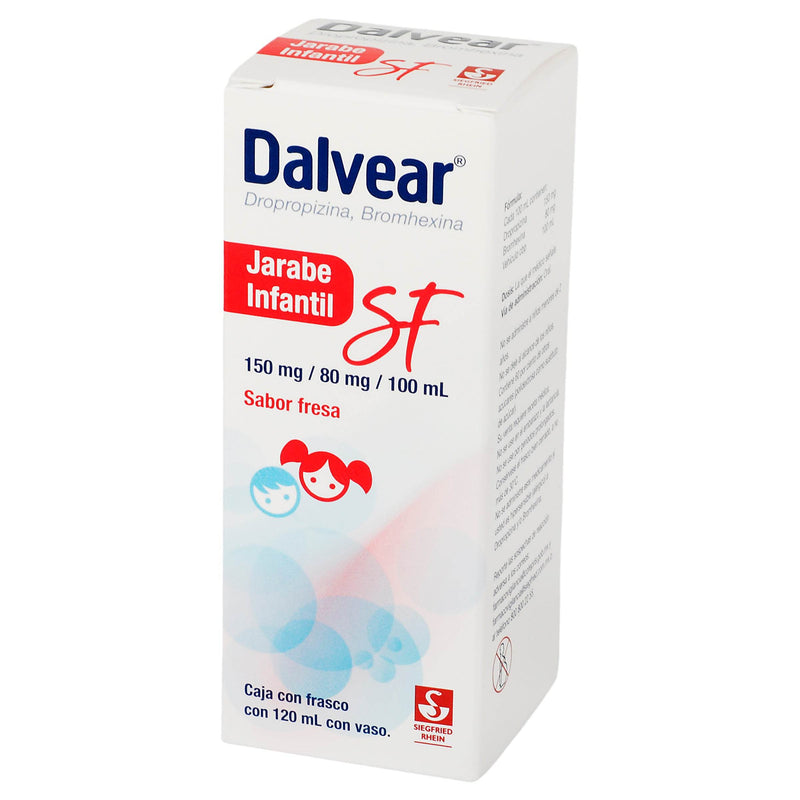 Dalvear Sf Inf Jarabe 150Mg/80Mg/100Ml 200Ml Fresa (Dropropizina/Bromhexina) - WeCare Pharma
