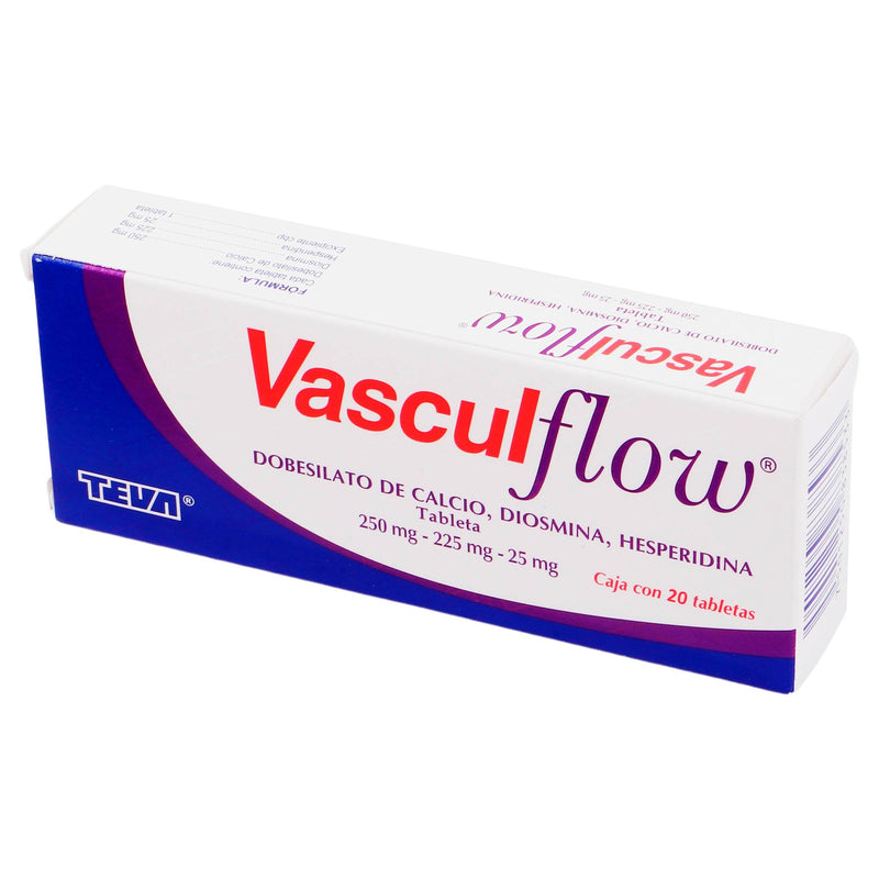 Vasculflow 250Mg/225Mg/25Mg Con 20 Tabletas (Dobesilato De Calcio/Diosmina/Hesperidina) - WeCare Pharma