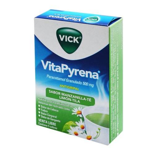 Vick Vitapyrena Sobres 500Mg/10Mg Manzanilla 5G Con 5 (Paracetamol/Fenilefrina) - WeCare Pharma