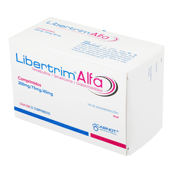 Libertrim Alfa 200Mg/75Mg/45Mg Con 32 Tabletas (Trimebutina/Simeticona/Galactosidasa) 3 - 7501124182885