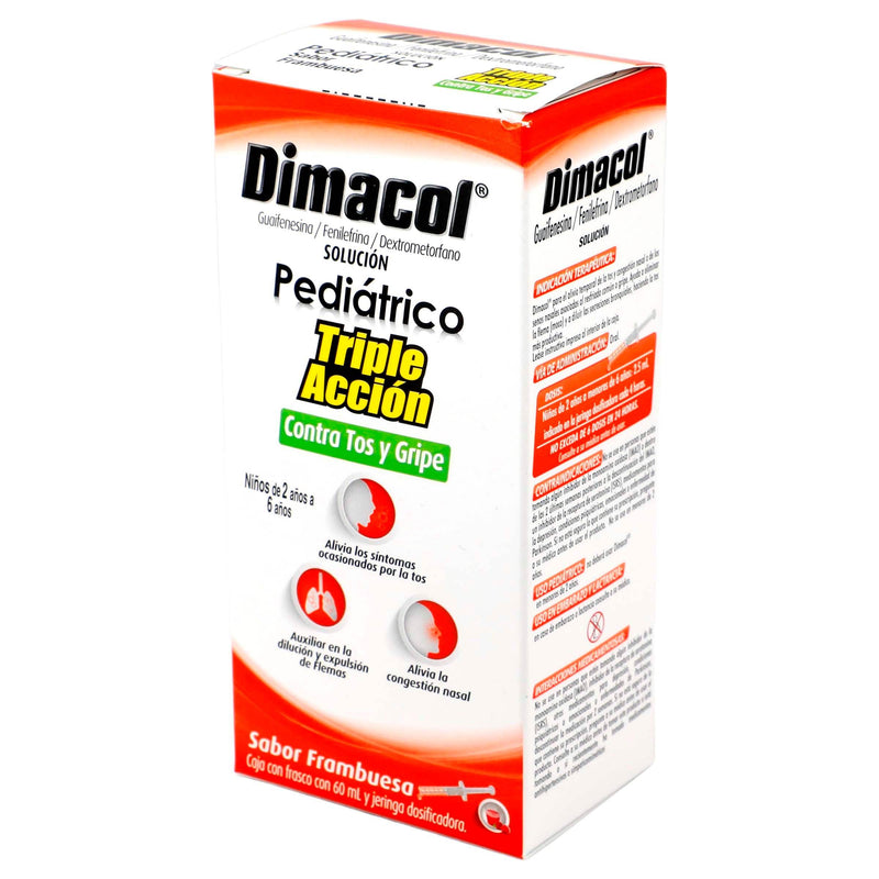 Dimacol Ped Solución 2G/100Mg/200Mg/100Ml 60Ml (Guaifesina/Fenilefrina/Dextrometorfano) - WeCare Pharma