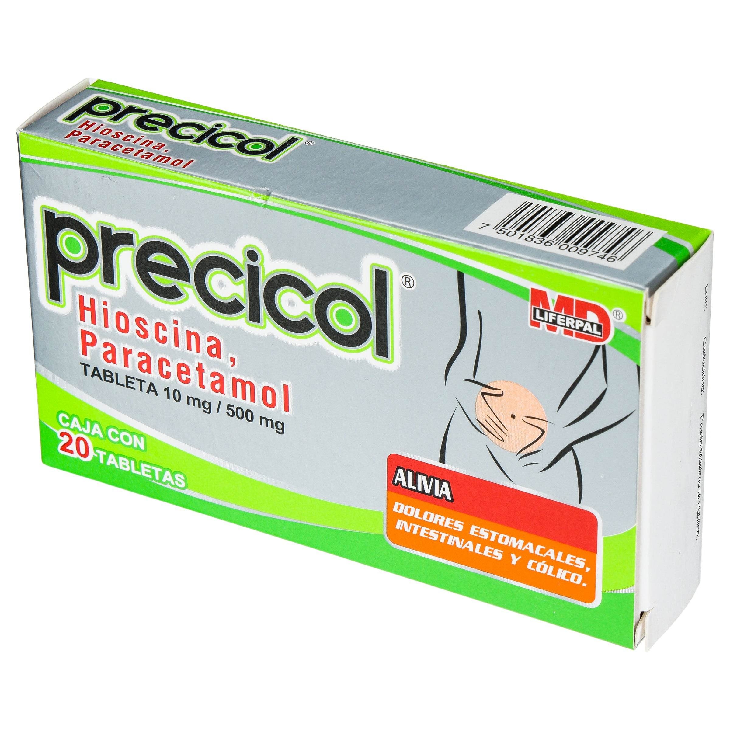 Precicol Precicol 10Mg/500Mg Con 20 Tabletas (Hioscina/Paracetamol) — WeCare Pharma