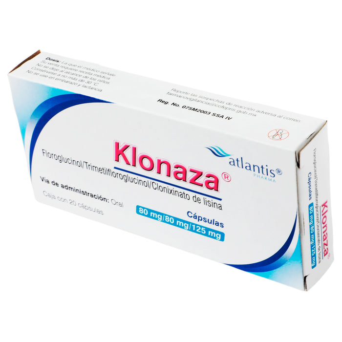 Klonaza 80Mg/80Mg/125Mg Con 20 Capsulas (Floroglucinol/Trimetilfloroglucinol/Clonixinato De Lisina) 4 - 7501471800029