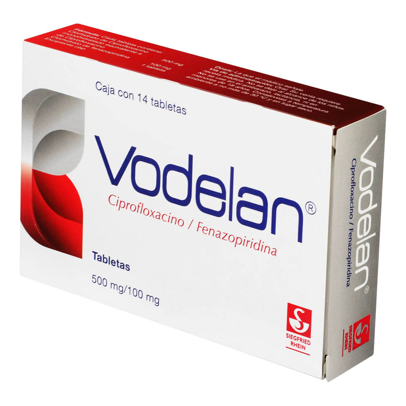 Vodelan 500Mg/100Mg Con 14 Tabletas (Ciprofloxacino/Fenazopiridina) - WeCare Pharma