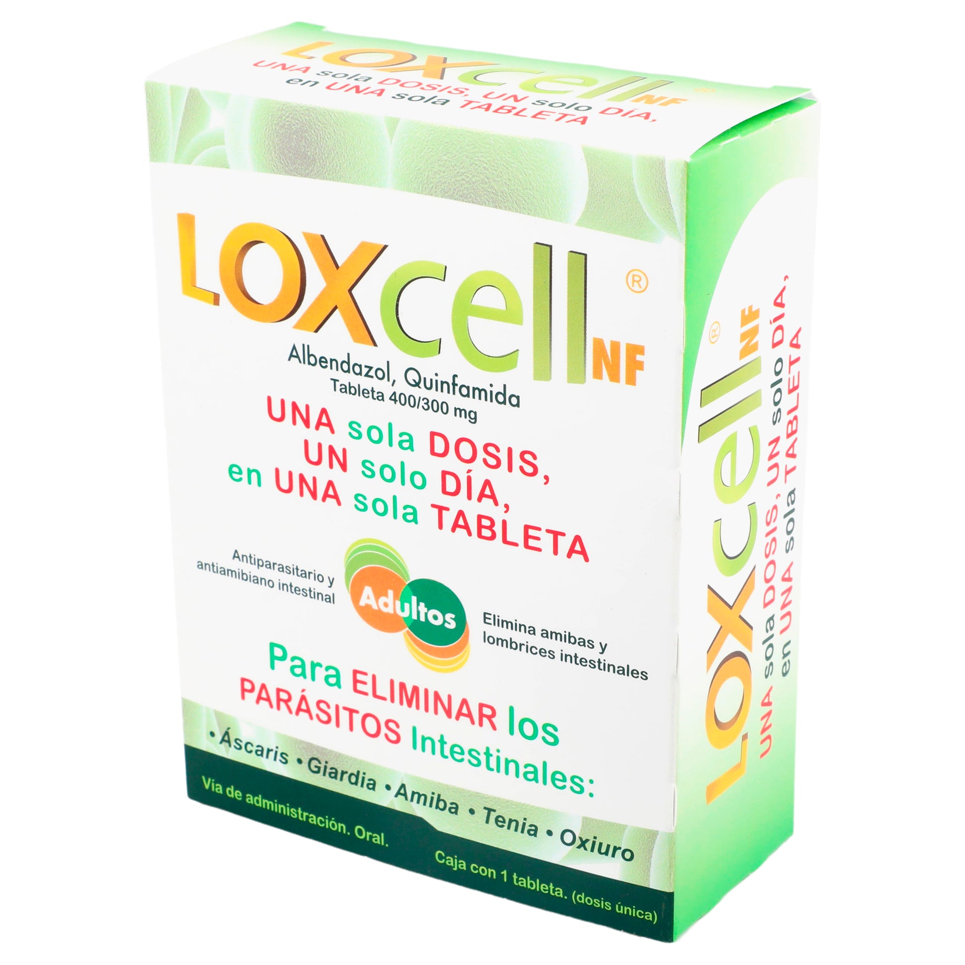 Loxcell Adulto 400Mg/300Mg Con 1 Tabletas (Albendazol/Quinfamida) 3 - 7502224227339