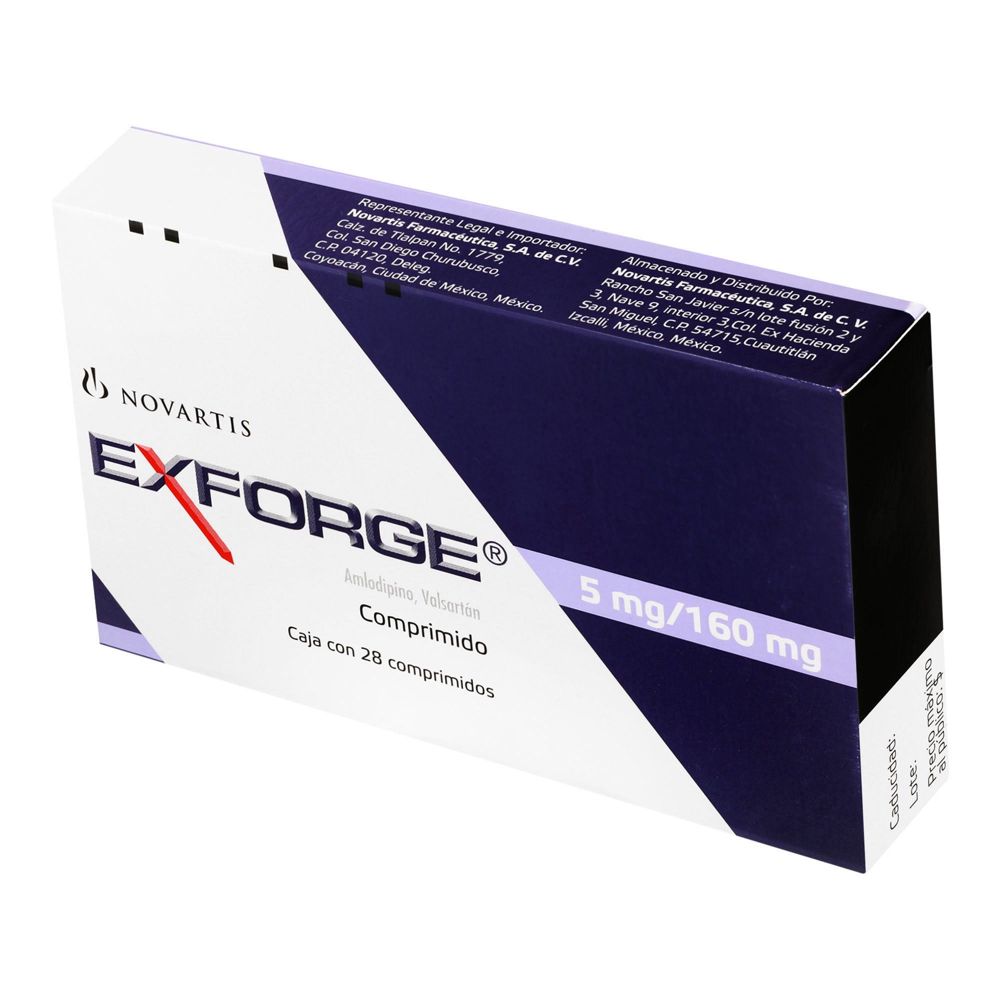 Exforge 5Mg/160Mg Con 28 Comprimidos (Amlodipino/Valsartan) 3 - 7501094916671