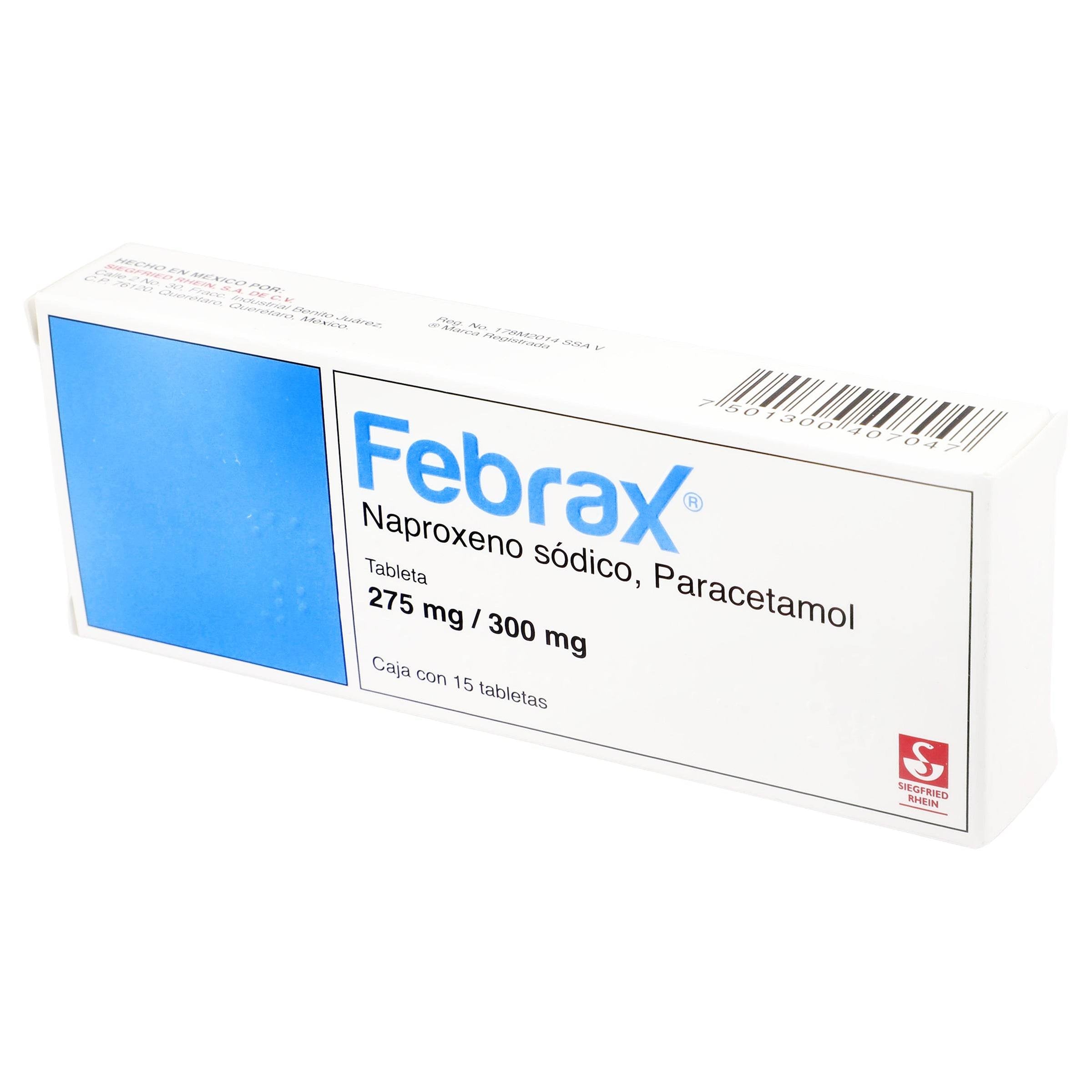 Febrax 275/300Mg Con 15 Tabletas (Naproxeno/Paracetamol) — WeCare Pharma