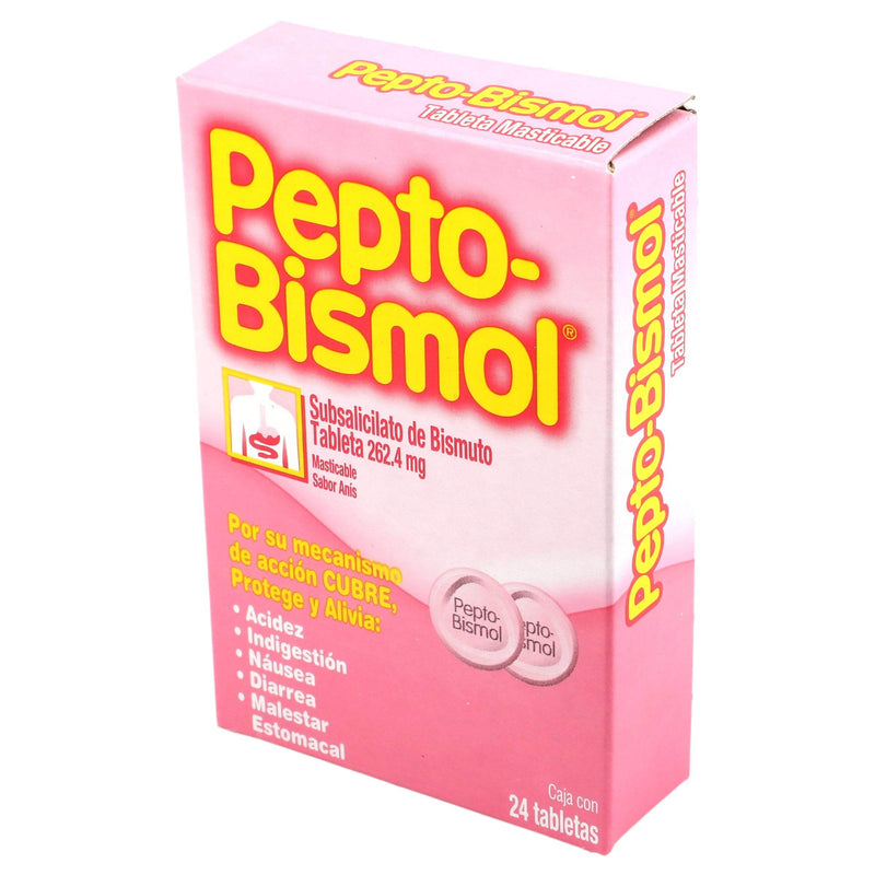 Pepto Bismol Mast 262Mg Con 24 Tabletas (Subsalicilato De Bismuto) - WeCare Pharma