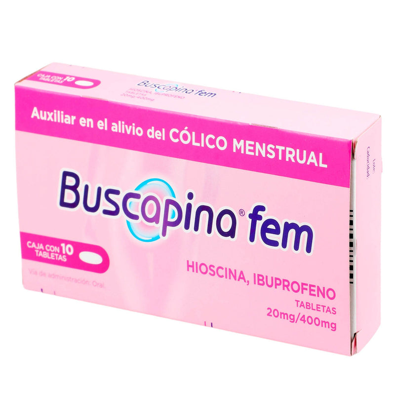 Buscapina Fem 20Mg/400Mg Con 10 Tabletas (Hioscina/Ibuprofeno) - WeCare Pharma