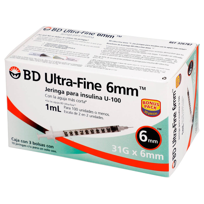Jeringa Insulina Ultrafine Bd 1Ml 31Gx6Mm Con 30 - WeCare Pharma
