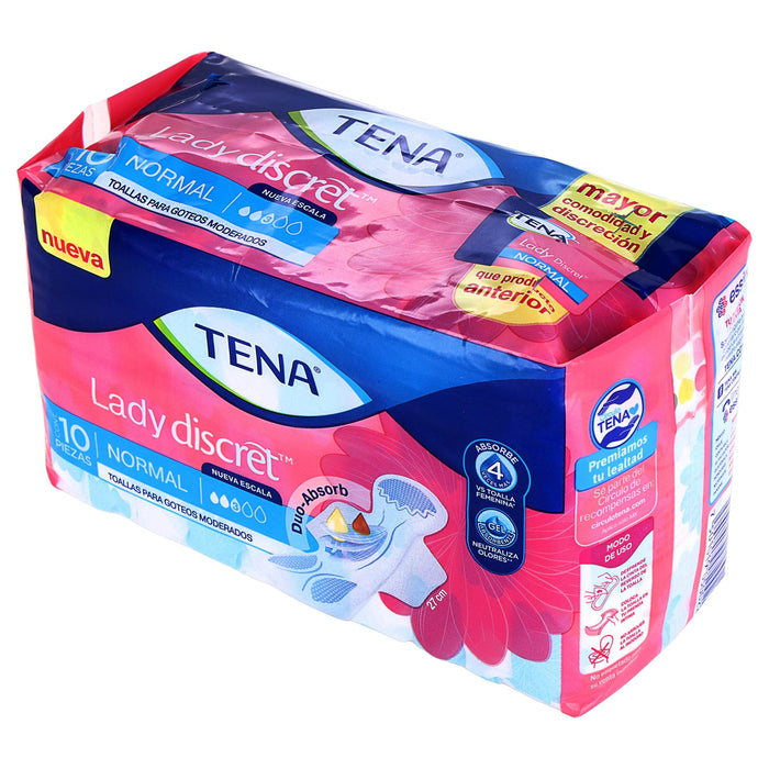 Toallas Para Incontinencia Tena Lady Discret Normal Con 10 - WeCare Pharma
