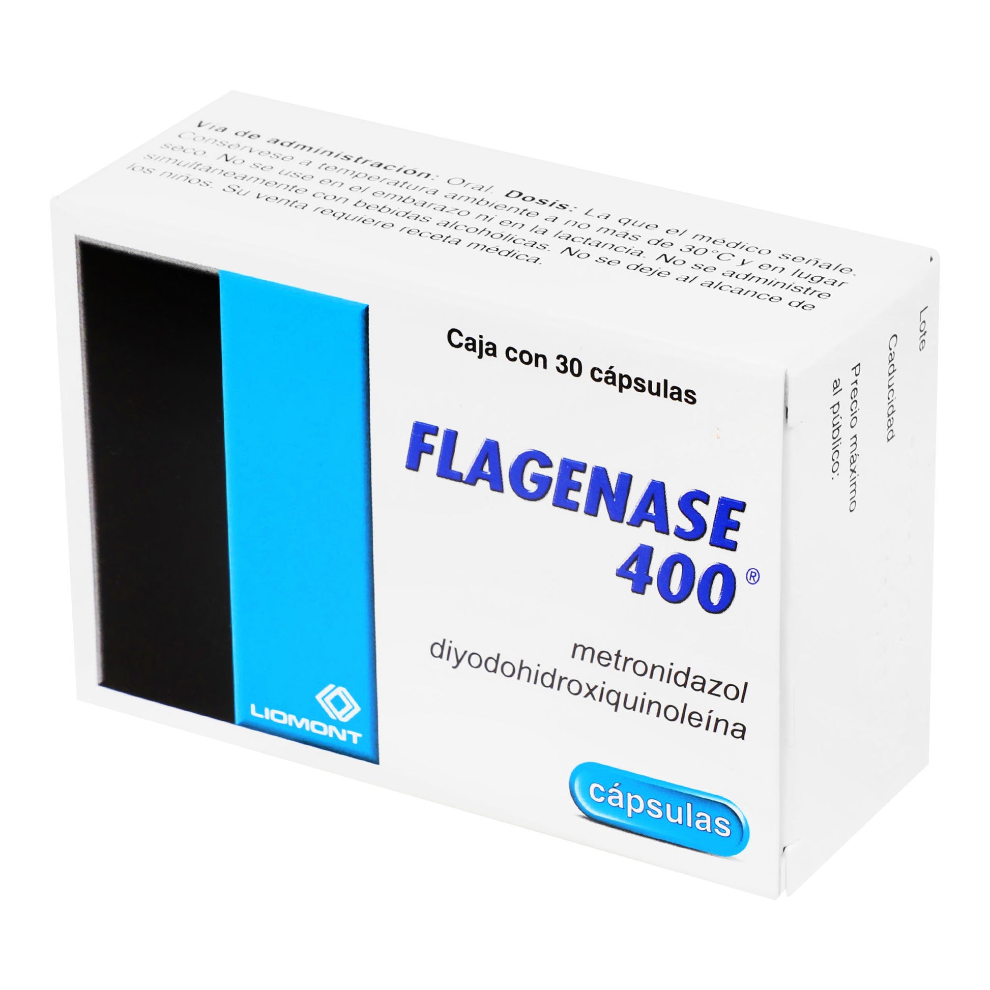 Flagenase 400 400Mg/200Mg Con 30 Tabletas (Metronidazol/Diyodohidroxiquinoleina) 3 - 7501299300275