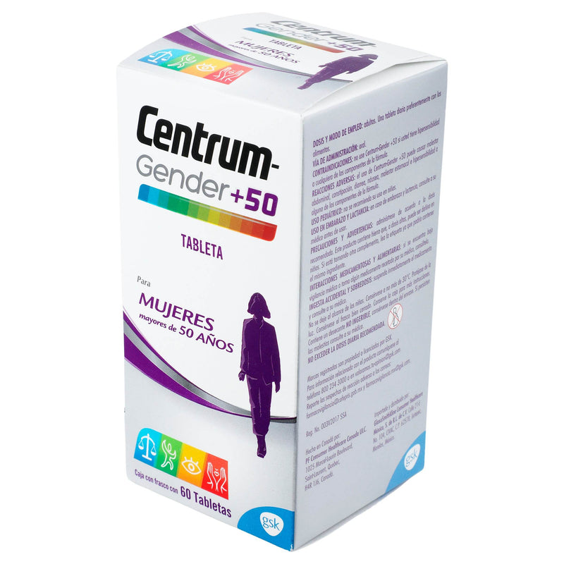 Centrum-Gender+50 Mujer Con 60 Tabletas (Multivitaminico) - WeCare Pharma