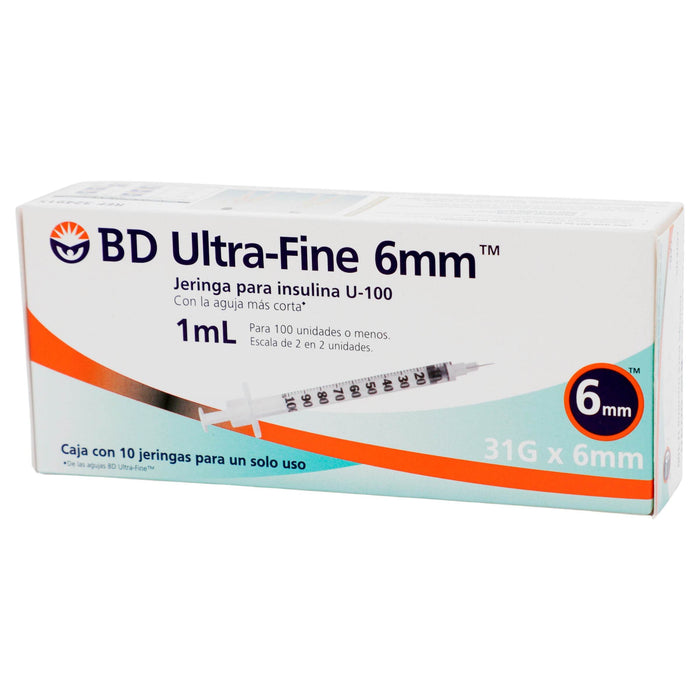 Jeringa Insulina Ultrafine Bd 1Ml 31Gx6Mm Con 10 - WeCare Pharma