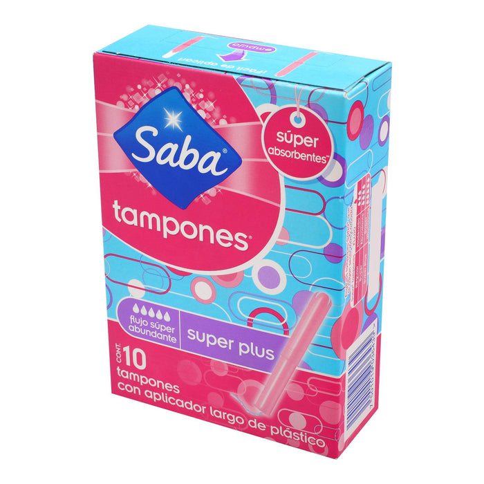 Tampones Saba Super Plus V-Largo Con 10 - WeCare Pharma