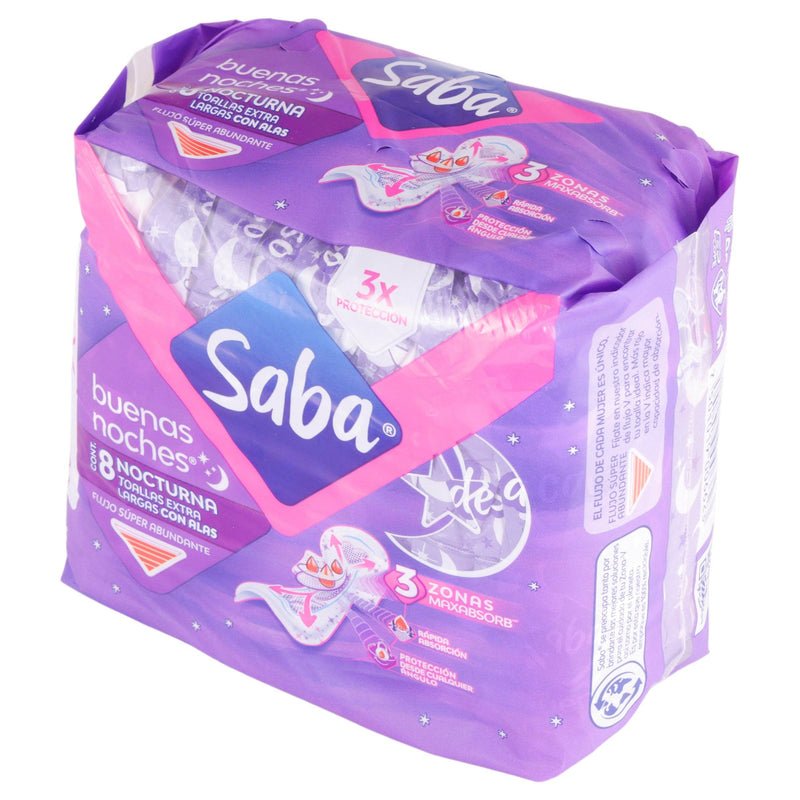 Toallas Saba Buenas Noches Nocturna Con Alas Con 8 - WeCare Pharma