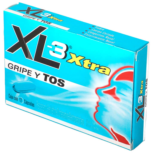 Xl-3 Xtra 2Mg/5Mg/10Mg/250Mg Con 12 Capsulas (Clorfenamina/Fenilefrina/Dextrometorfano/Paracetamol) - WeCare Pharma