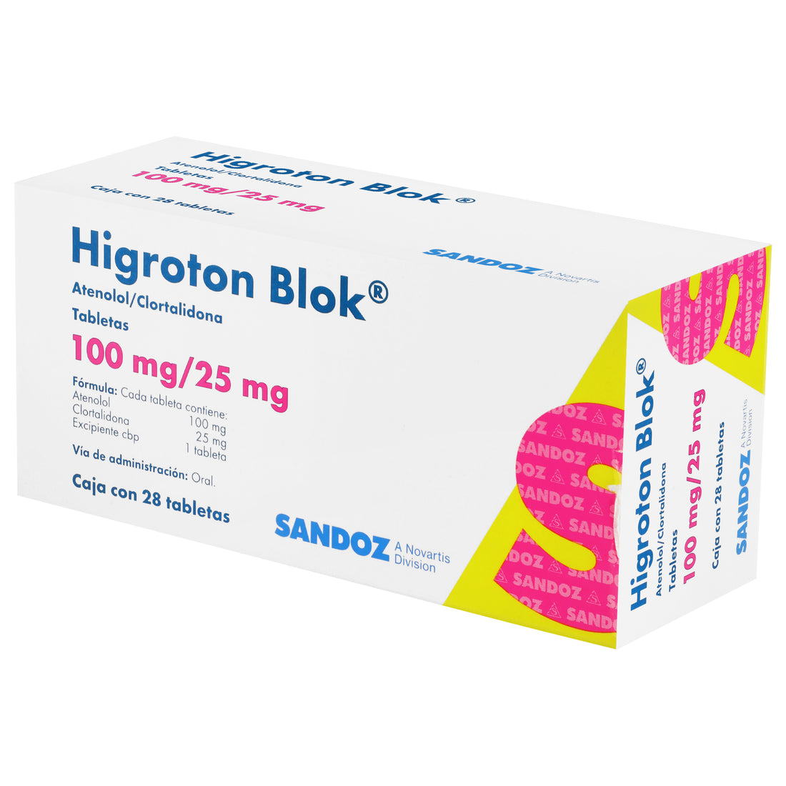 Higroton Blok 100Mg/25Mg Con 28 Tabletas (Atenolol/Clortalidona) 3 - 7502216930551