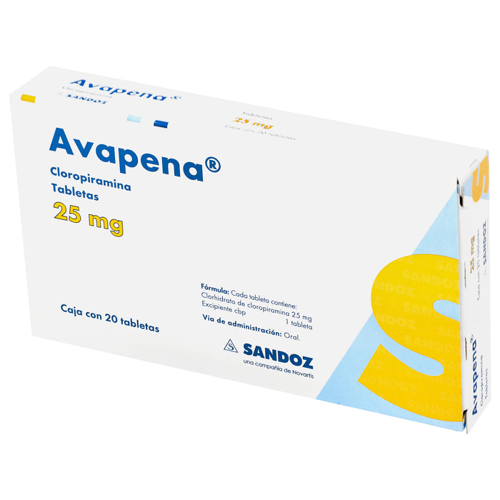 Avapena 25Mg Con 20 Tabletas (Cloropiramida) 3 - 7502216930414