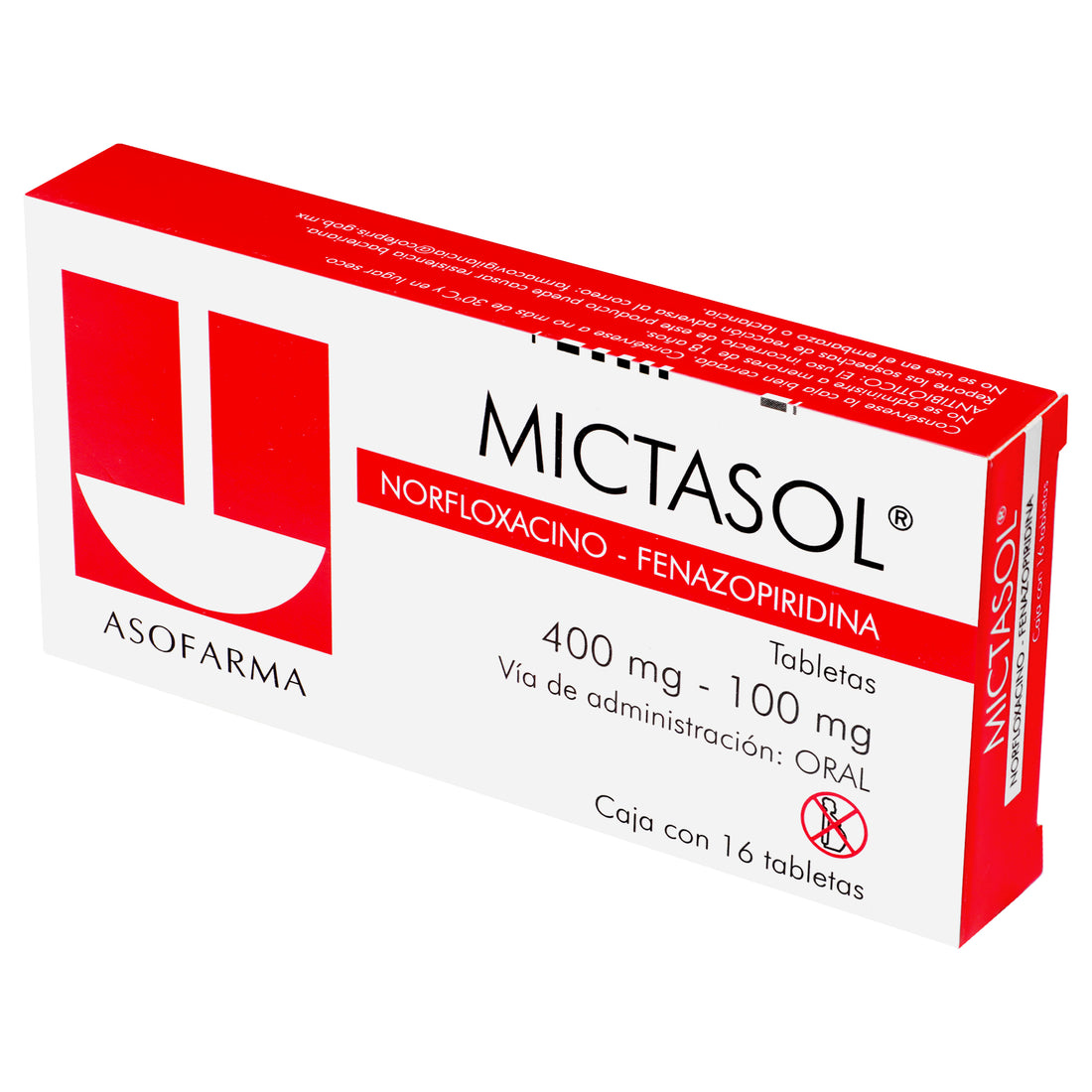 Mictasol 400Mg/100Mg Con 16 Tabletas (Norfloxacino/Fenazopiridina) 1 - 7841141004198