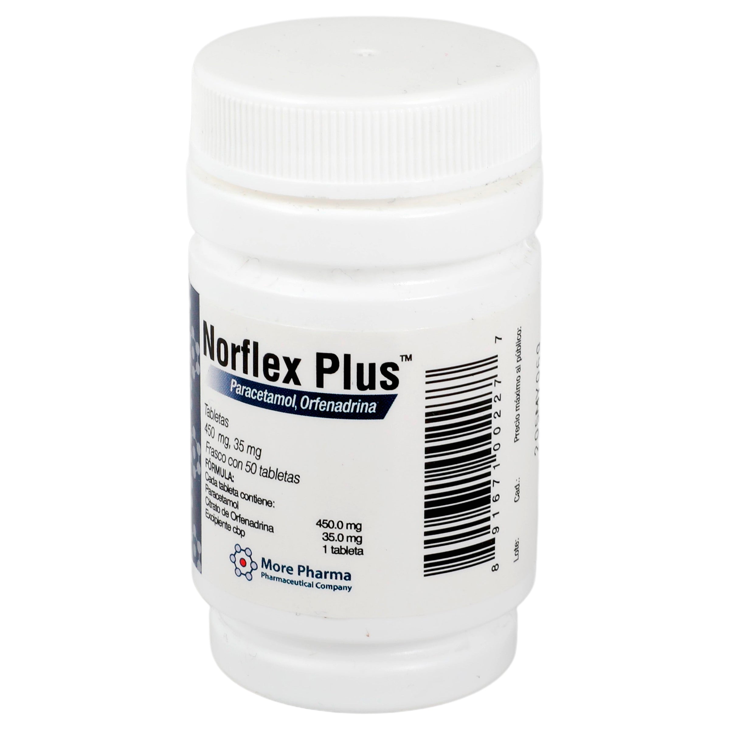 Norflex Plus 450Mg/35Mg Con 50 Tabletas (Paracetamol/Orfenadrina) 3 - 891671002277