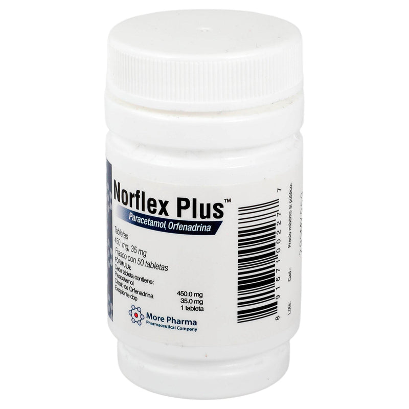 Norflex Plus 450Mg/35Mg Con 50 Tabletas (Paracetamol/Orfenadrina) - WeCare Pharma