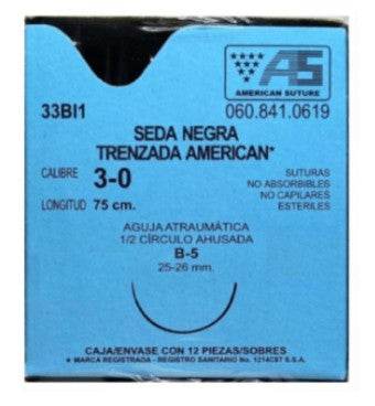 Seda Negra Trenzada 3-0 25-26Mm B-5 American Con 1 - WeCare Pharma