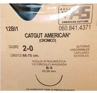 Sutura Catgut American Cromico Cal 2-0 68-75Cm Aguja B5 - WeCare Pharma