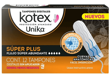 Tampones Kotex Unika Super Plus Flujo Super Abundante Con 12 - WeCare Pharma